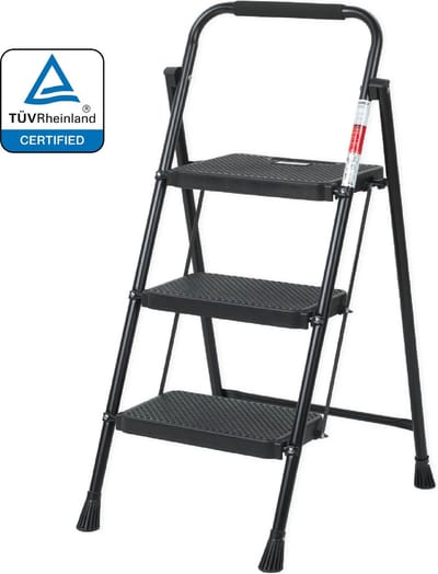 VDM Home Products Keukentrap 3 treden - Huishoudtrap - Keukentrapje - Stabiel & TÜV gecertificeerd - 150 KG draagkracht per trede
