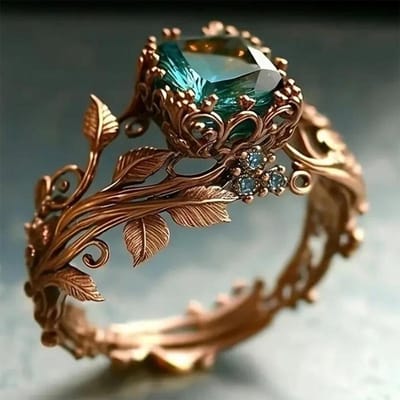 Huitan Roségoud Kleur Blad Ontwerp Ring voor Vrouwen met Vierkante Groene Zirkonia Esthetische Vrouwelijke Bruiloft Feest Trendy Sieraden 8 black