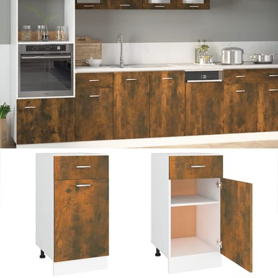 vidaXL - Onderkast - met - lade - Lyon - 40x46x81,5 - cm - bewerkt - hout - gerookt - eiken