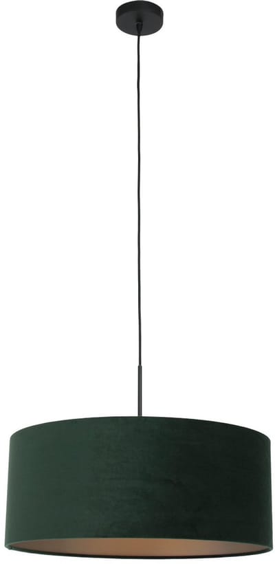 Zwarte hanglamp Sparkled Light 8156ZW met groen velours kap, hoogte instelbaar, metaal en textiel, Steinhauer, ideaal voor binnengebruik