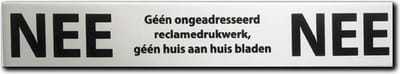 NEE NEE sticker brievenbus - Brievenbussticker NEE NEE zwart - LET OP 100 mm x 18 mm x 1 mm.