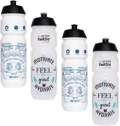Retulp Bio Bidon pakket XL - Bidons - Waterflessen - Fiets Bidon - Bidon - Sport - Waterfles - Drinkfles - Suikerriet - 750 ml - 4 stuks