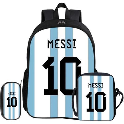 Leer, Reizen School Schoudertas, Etui, Sport Rugzak M-Messi Kinderen 3-delige Set Rugzak Voetbalster Rugzak Cadeau