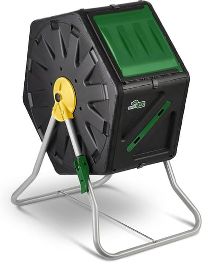 Compostbak Buiten - Composttrommel Tuin - Afval Verwerken - Versnelt Compostering - 70 Liter - Zwart