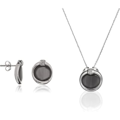Orphelia Dames 925 Sterling Zilveren Set: Ketting-Hanger + Oorbellen - Zilver SET-5900