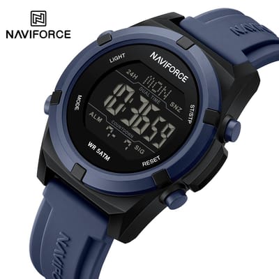 NAVIFORCE horloge voor mannen, met blauwe gefumeerde silica polsband en blauwe uurwerkkast ( model 7127 BL ), verpakt in mooie geschenkdoos