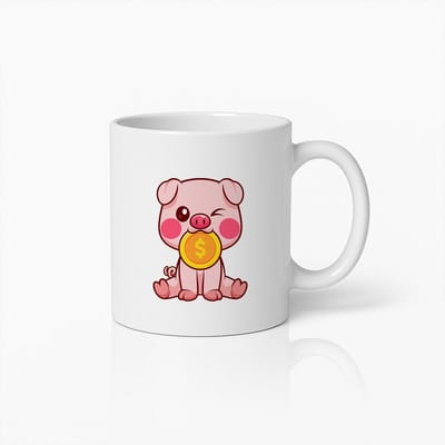 Schattige Spaarvarkentje Mok – Leuk Cartoon Varken Koffiebeker voor Vrolijke Ochtenden