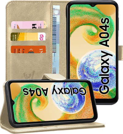 Hoesje geschikt voor Samsung Galaxy A04s / A13 5G - Book Case Kunstleer Pasjeshouder Goud