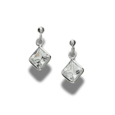 Oorhangers - oorbellen - 925 sterling zilver - silver - zirkonia - gerhodineerd - 11 mm
