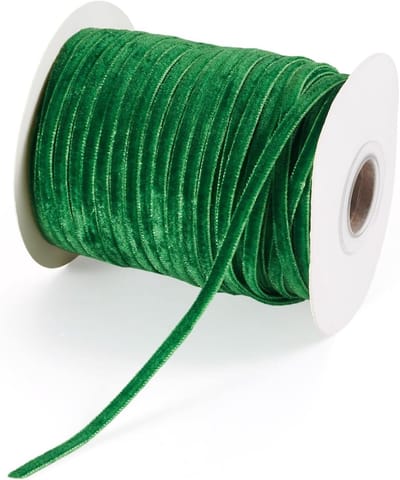 50m Enkele Zijde Fluwelen Lint 3mm Vintage Plat Fluwelen Ribbons voor Cadeauverpakking, Feestdecoratie en Knutselen, Groen