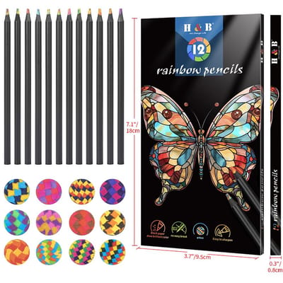 12 STUKS Jumbo Gekleurde Potloden voor Volwassenen Kinderen 7-in-1 Meerkleurige Kern 4 mm Esthetisch Potlood voor Kunst