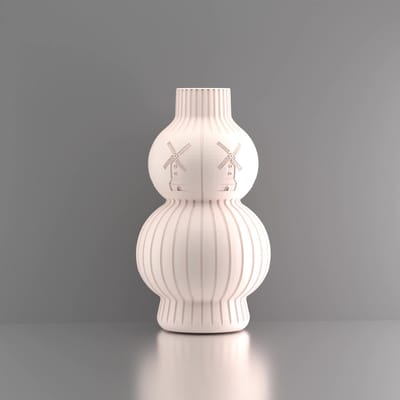 3d-gezellig Julia met molen - Vaas - Beige - Maat 25 cm - Kunststof - Modern - Bloemenvaas -100% gerecycled PLA (bioplastic)