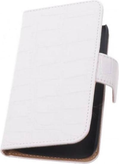 Croco Bookstyle Wallet Case Hoesjes Geschikt voor Samsung Galaxy Alpha G850 Wit