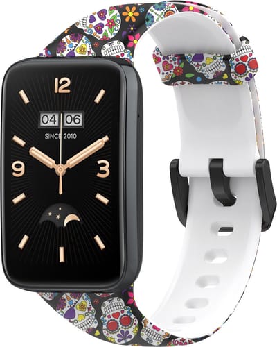 By Qubix - Siliconen bandje met print - Schedeltjes - Geschikt voor Xiaomi Smart Band 7 Pro / Mi Band 7 Pro bandje