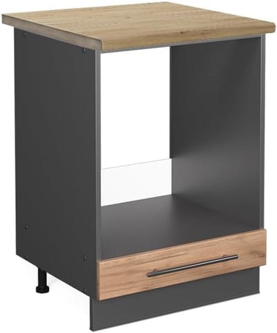 Inbouwkast Oven en Fornuis 60 cm Houtkleur Antraciet
