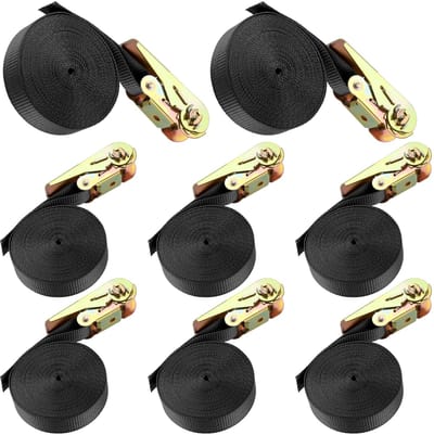 6-delige set Spanbanden - Met RVS-ratel - 6 meter x 25 mm