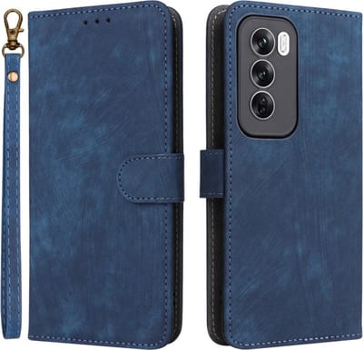 Coverup Hoesje - Geschikt voor OPPO Reno12 Pro Hoesje - Coverup Book Case met Koord - Blauw