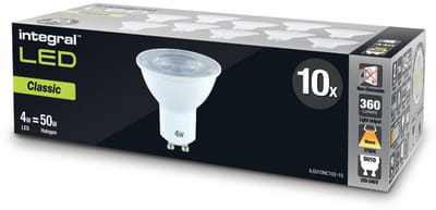 10 stuks | Integral LED GU10 3.6W 345lm 2700K 36º Niet-Dimbaar Ø5cm | GU10 | Extra Warm Wit | 3.6 watt | 15.000 Branduren