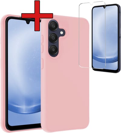 Hoesje - Met Screenprotector - Geschikt voor Samsung Galaxy A26 - Sterk & Shockproof - Telefoon Hoes - Back Cover - Siliconen Case - Telefoonhoes - Lichtroze