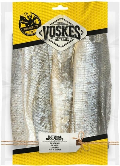 Voskes Hondensnacks Huid Zalm - 8 x 100 gr - Voordeelverpakking