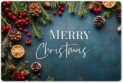 Placemats 45x30 cm - Placemat kunststof - 1 stuk - Merry Christmas - Blauw - Kerst - Winter - Borden onderleggers - Decoratie voor op tafel - Keuken tafeldecoratie accessoires - Vinyl onderlegger - Tafelversiering