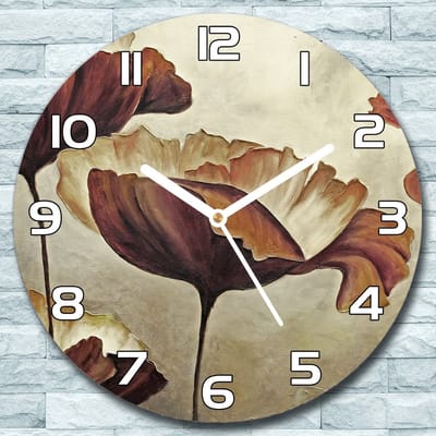 Coloray Wandklok - Elegante klaprozen Glazen Wandklok - 30fi cm - Bordeaux Wandklok - Wandklok Ronde - Wandklok Klassiek - Wandklokken Woonkamer - Stille Wandklok