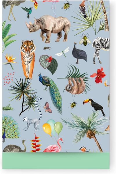 Cadeauzakjes voor kinderen - Inpakzakje met junglethema- Tijgers, olifanten, zebra's neushoorns en nog meer dieren uit de jungle- Ook leuk als traktatiezakje- 10 stuks- 12x19 cm