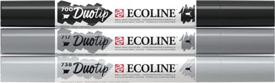 Duotip talens ecoline set 3 stuks zwart en grijs | 3 stuks