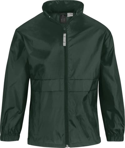 B&C Regenjas - kinderen - donkergroen - sirocco windjas - nylon 98/104 Groen