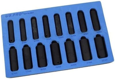 15-delige Diepe Slagsleutelset Metrisch 8-22mm 3/8" Aandrijving