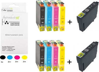 Improducts® 1x 10 box multipack 604xl / 604 inkt cartridges geschikt voor Epson Expression Home XP 2200 2205 3200 3205 4200 4205 Workforce WF 2910DWF 2930DWF 2935DWF 2950DWF 10 cartridges
