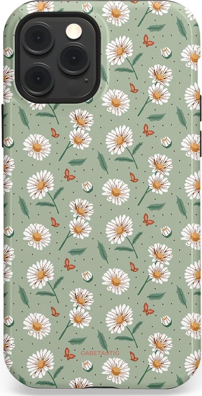 Casetastic Hoesje Geschikt voor Apple iPhone 12/12 Pro Magsafe - Stijlvolle Beschermende Duo-layer Case - Vleugels en madeliefjes