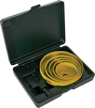 Toolland 8-delige gatenzaagset voor hout, geel & zwart, zaagdiepte 25mm, compleet met accessoires