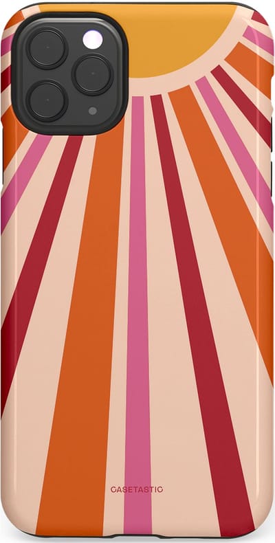 Casetastic Hoesje Geschikt voor Apple iPhone 11 Pro Max - Stijlvolle Beschermende Duo-layer Case - Retro straal