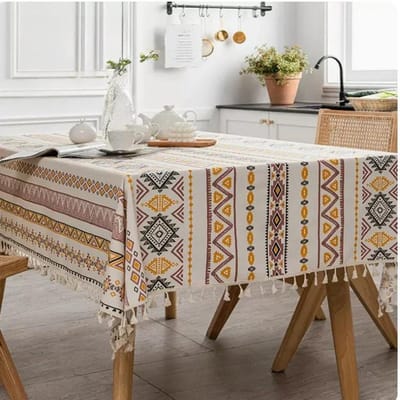 Rechthoekig Tafelkleed met Kwastjesrand Home Minimalistisch Eettafelmat Waterdicht Oliebestendig Makkelijk Schoon te Maken Salontafelkleed 90x90cm