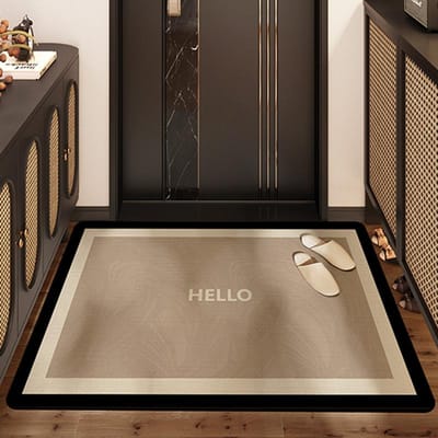Tapis de sol résistant à l'usure de luxe léger à fleurs nordiques pour porte d'entrée, velours Keny pour la maison, grattage du sable, dépoussiérage, paillasson, tapis pour porte d'entrée 80*120cm beige