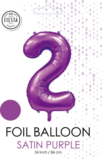 folieballon cijfer 2 mat paars metallic