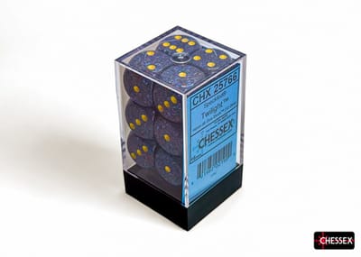 Chessex Twilight Gespikkeld D6 16mm Dobbelsteen Set (12 stuks)