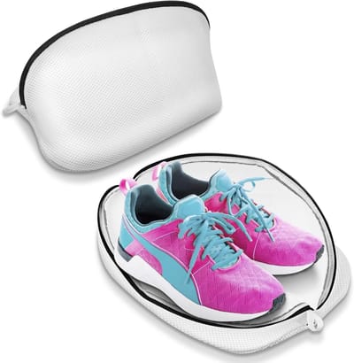 Waszak voor schoenen - 2 wasnetten met rits voor de wasmachine, ademend mesh, ideaal voor delicate kleding en schoenen