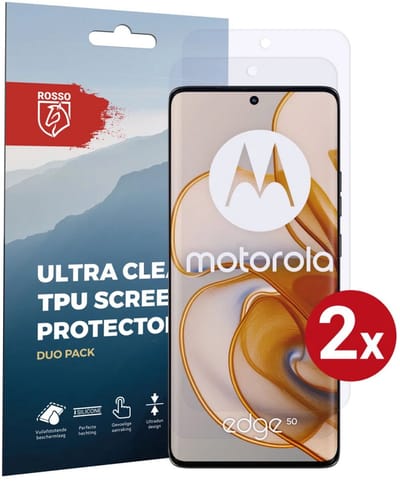 Rosso Screen Protector Geschikt voor Motorola Edge 50 | Ultra Clear Duo Pack | TPU Folie | Case Friendly Beschermfolie | 2 Stuks