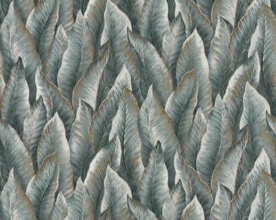 Reliëf behang EDEM 420ST28 vliesbehang hardvinyl warmdruk in reliëf licht gestructureerd met natuur patroon glinsterend groen witgroen goud zilver 10,65 m2