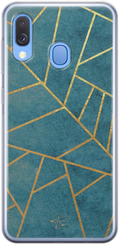 Hoesje geschikt voor Samsung Galaxy A40 - Abstract blauw - Soft Case - TPU - Print - Blauw - Mooie Telefoonhoesjes