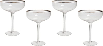 TOPAZ - Champagnecoupe set van 4 - Goud - Glas