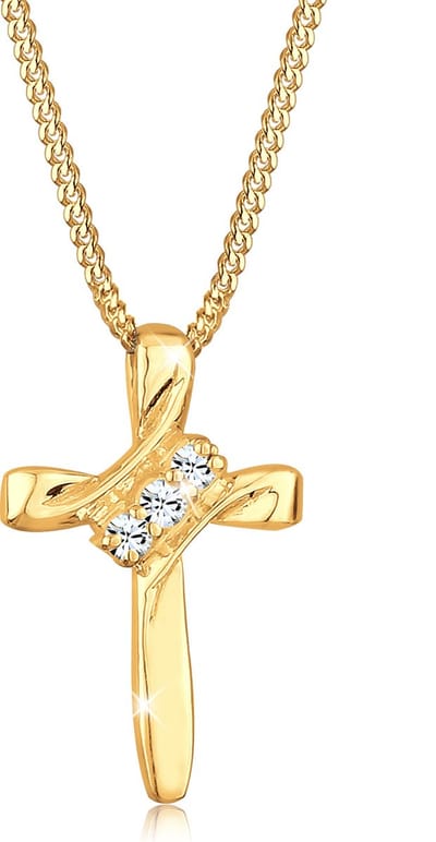 Elli - Halsketting - Dames Kruis Religie met Kristallen in 925 Sterling Zilver - Dames
