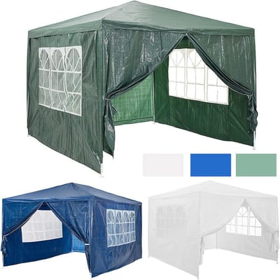 Tuinpaviljoen met zijwand - Buitentent PE-doek - Feestjes en evenementen - Waterdicht en UV-bestendig - 3 x 3 meter - Blauw