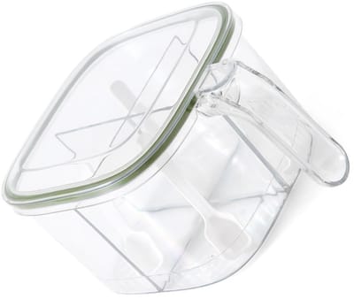 Dailygoods- Kruidenpot met 4 Compartimenten - Luchtdichte Voorraadpot - Plastic Kruidenbak - Keukenorganisatie - Ruim Voldoende Capaciteit - Eenvoudig Toegankelijk - Kruidendoos