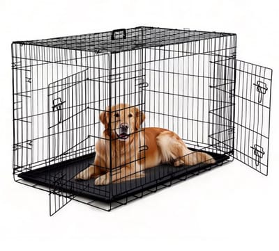 Stervia Hondenbench - Hondenkooi - 2 Deuren - Opvouwbaar - Uitneembare Lade - Middelgrote Tot Grote Honden - Zwart - 106.7 x 69.9 x 57.2 cm
