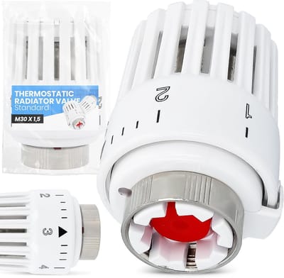 Thermostatische Radiatorknop - Verwarming Thermostaatkraan - Temperatuur Regelen - 5-Dimensionale Schalen - 8 x 6 x 6 cm - Wit