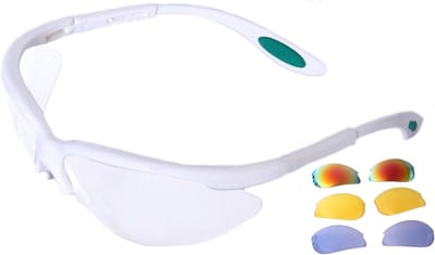 Sport Oogbescherming - Sportbril Bescherming - Squash Racquetball - Verwisselbare Lenzen - 19.5 x 12.4 cm - Wit
