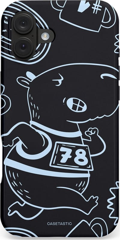 Casetastic hoesje geschikt voor Apple iPhone 16 Plus - MagSafe - Dubbellaagse bescherming - Capibara kampioen - Fashion Case - Zwart Grijs